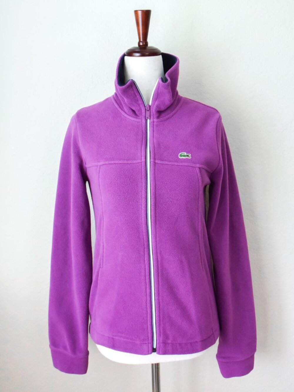 💜 *Lacoste Sport* Women's Purple Fleece Zip-Up Sweater Jacket, size 38